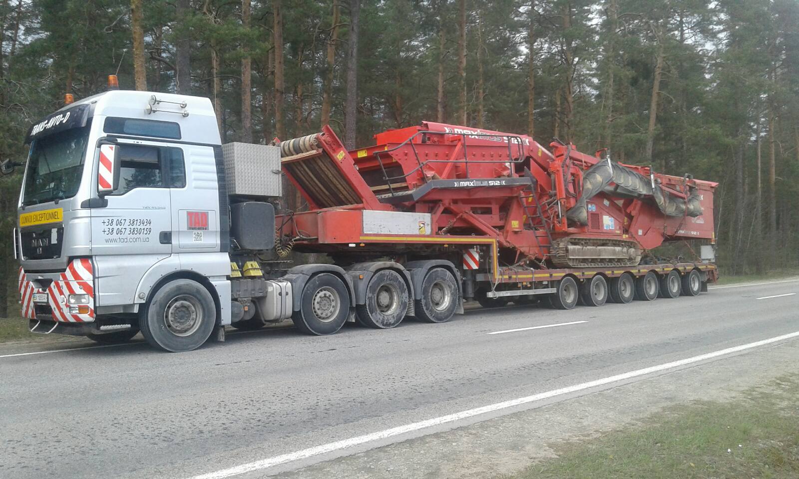Transportation of road special equipment